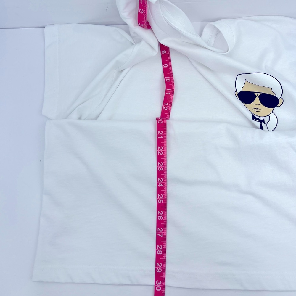 KARL LAGERFELD PARIS, WHITE TEE SHIRT, 100% COTTON, UNISEX, LARGE SIZE - Picture 12 of 16
